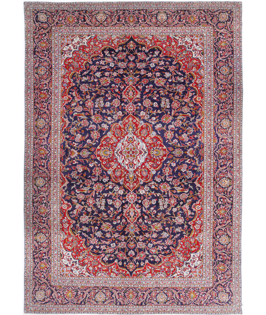 Hand Knotted Oriental Kashan Wool Rug - 9'0'' x 13'2''