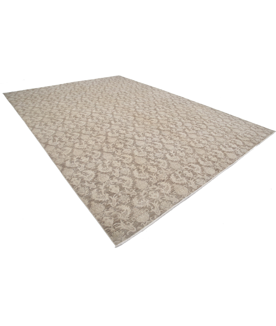 Hand Knotted Artemix Wool Rug - 10'7'' x 14'8'' 10'7'' x 14'8'' (318 X 440) / Brown / Ivory