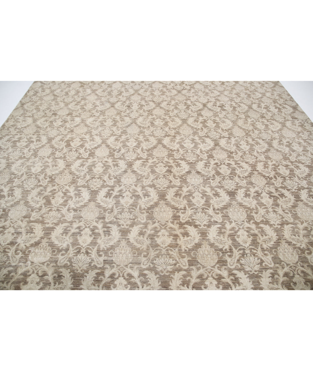 Hand Knotted Artemix Wool Rug - 10'7'' x 14'8'' 10'7'' x 14'8'' (318 X 440) / Brown / Ivory