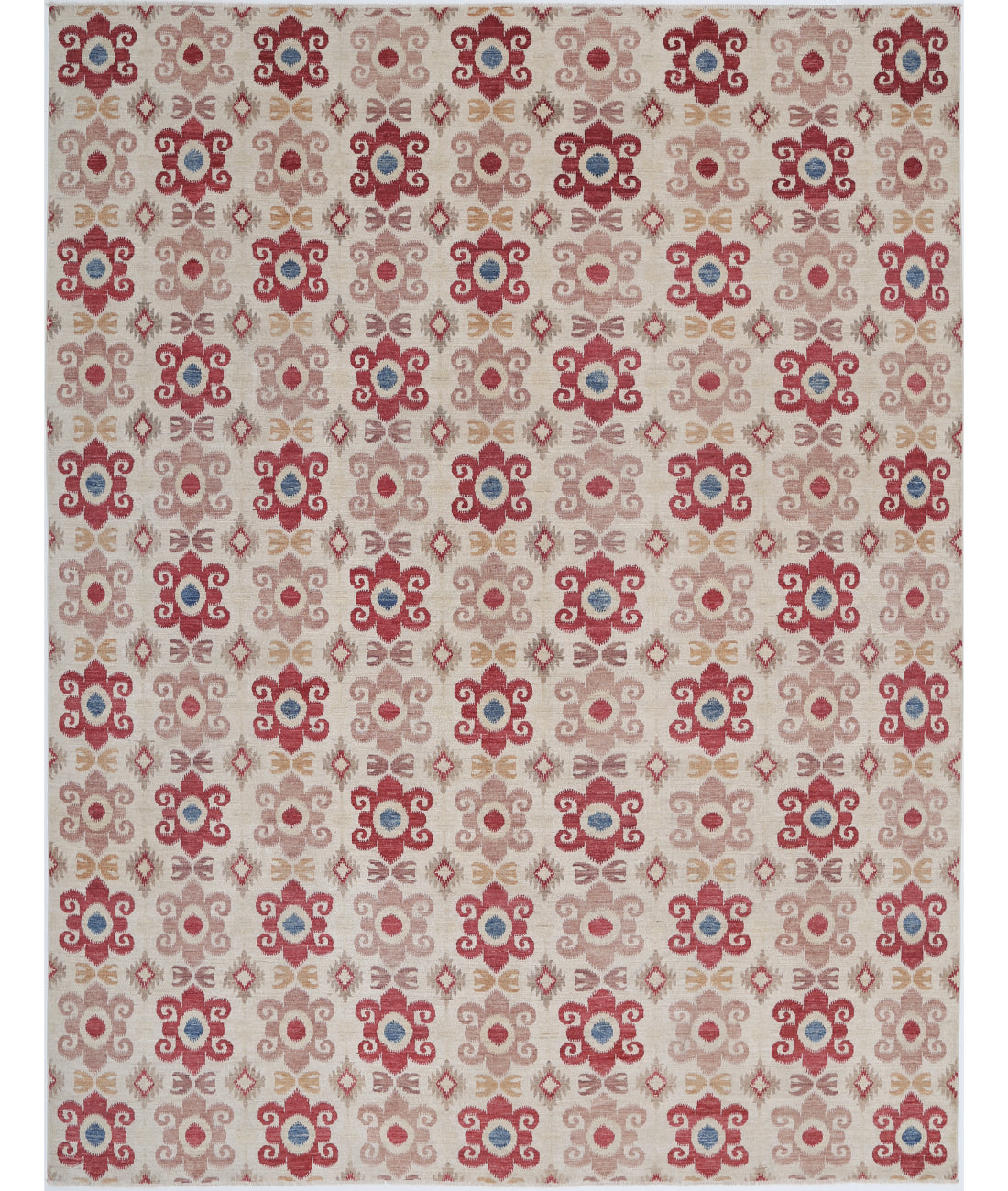 Hand Knotted Ikat Wool Rug - 8'9'' x 11'3''