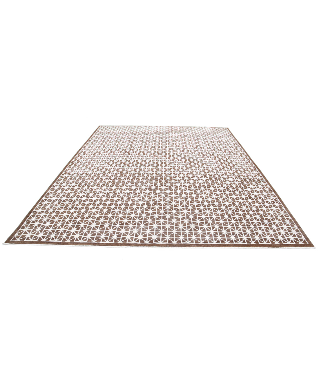 Hand Knotted Artemix Wool & Cotton Rug - 8'11'' x 11'2'' 8'11'' x 11'2'' (268 X 335) / Brown / Ivory
