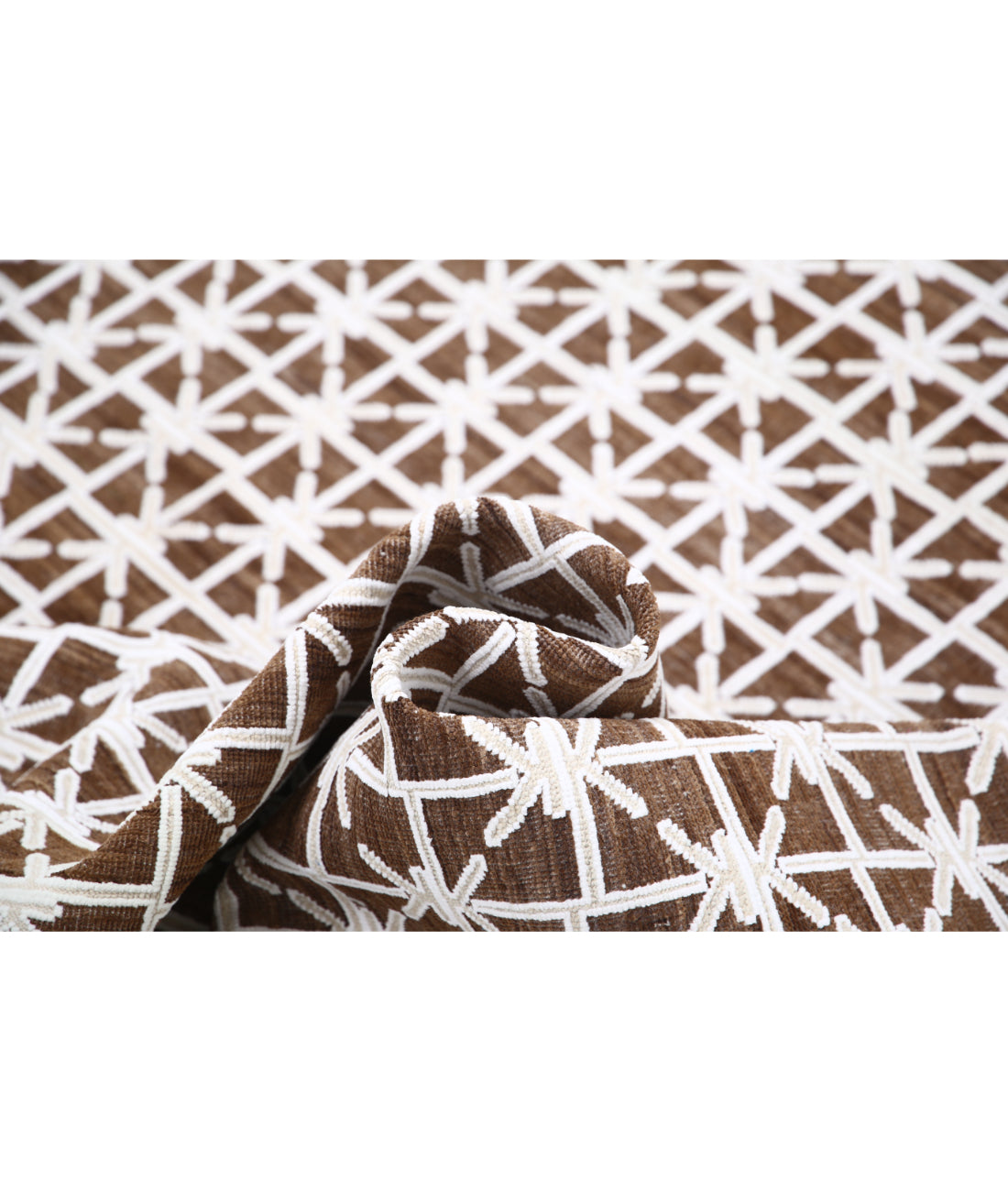 Hand Knotted Artemix Wool & Cotton Rug - 8'11'' x 11'2'' 8'11'' x 11'2'' (268 X 335) / Brown / Ivory