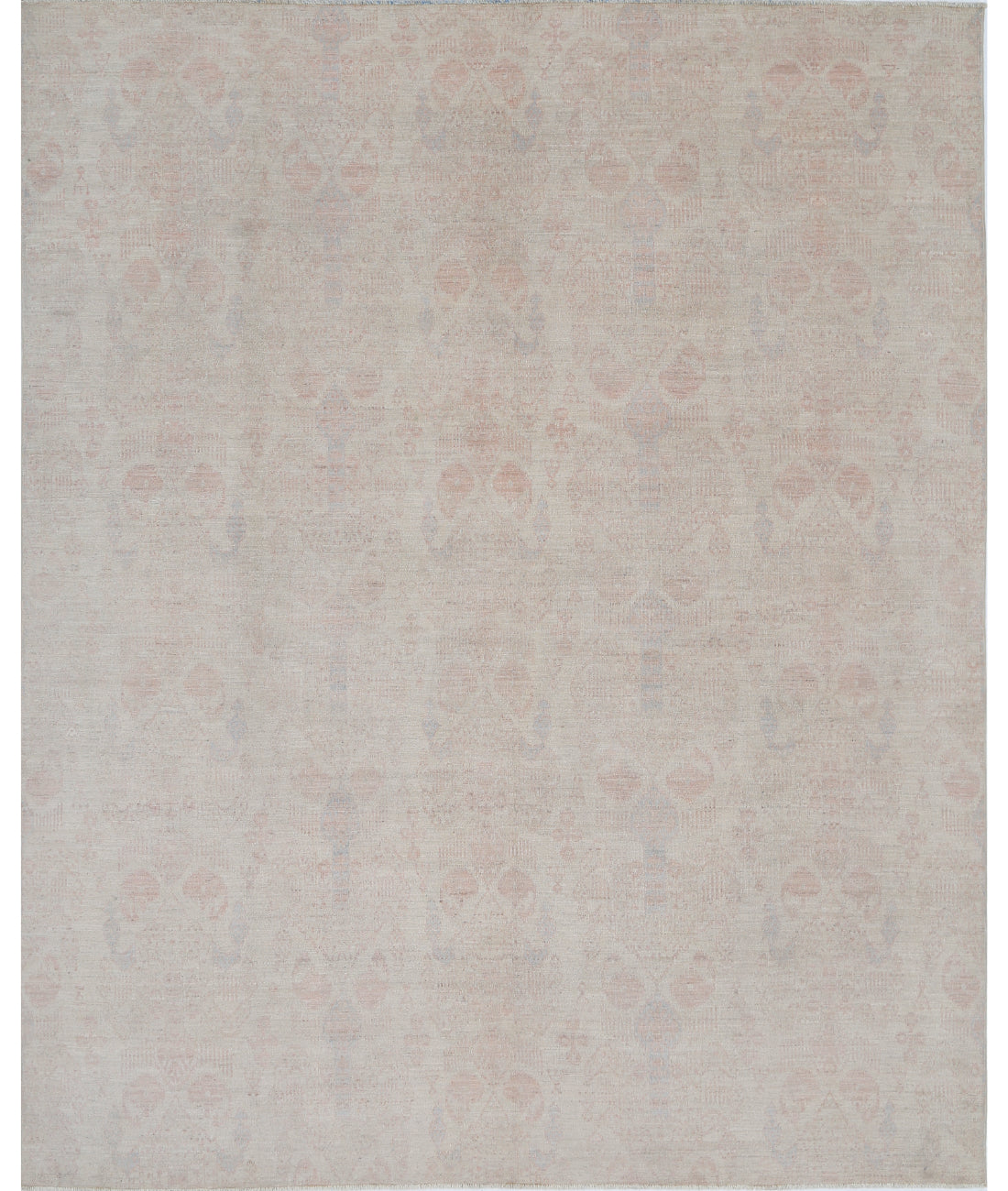 Hand Knotted Ikat Wool Rug - 8'0'' x 9'9'' 8'0'' x 9'9'' (240 X 293) / Ivory / Taupe
