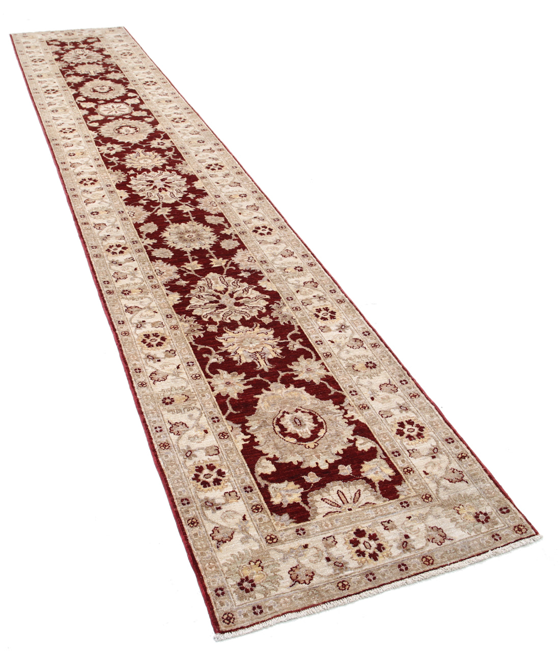 Hand Knotted Ziegler Farhan Wool Rug - 2'7'' x 13'8'' 2'7'' x 13'8'' (78 X 410) / Burgundy / Ivory