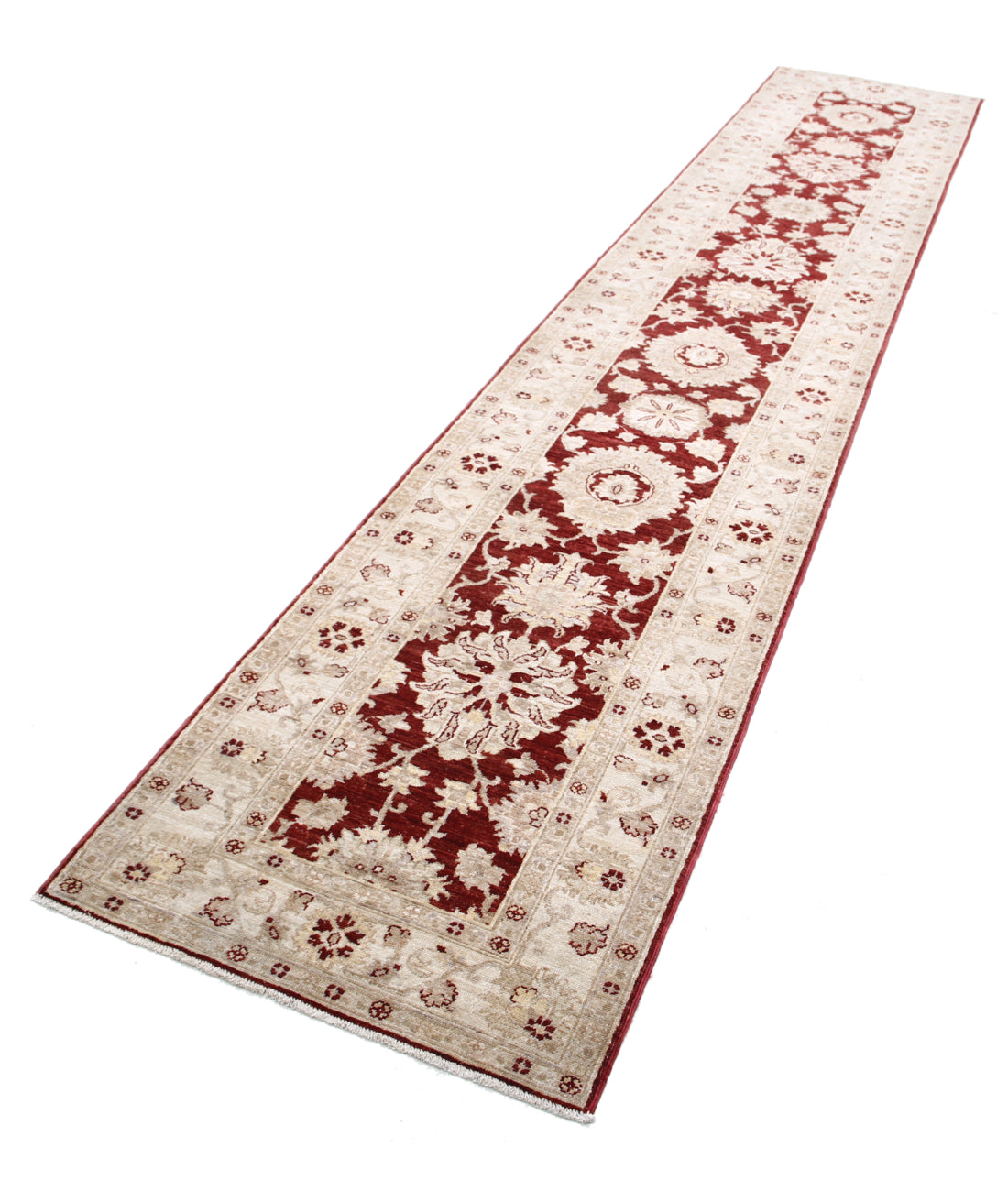 Hand Knotted Ziegler Farhan Wool Rug - 2'7'' x 13'8'' 2'7'' x 13'8'' (78 X 410) / Burgundy / Ivory