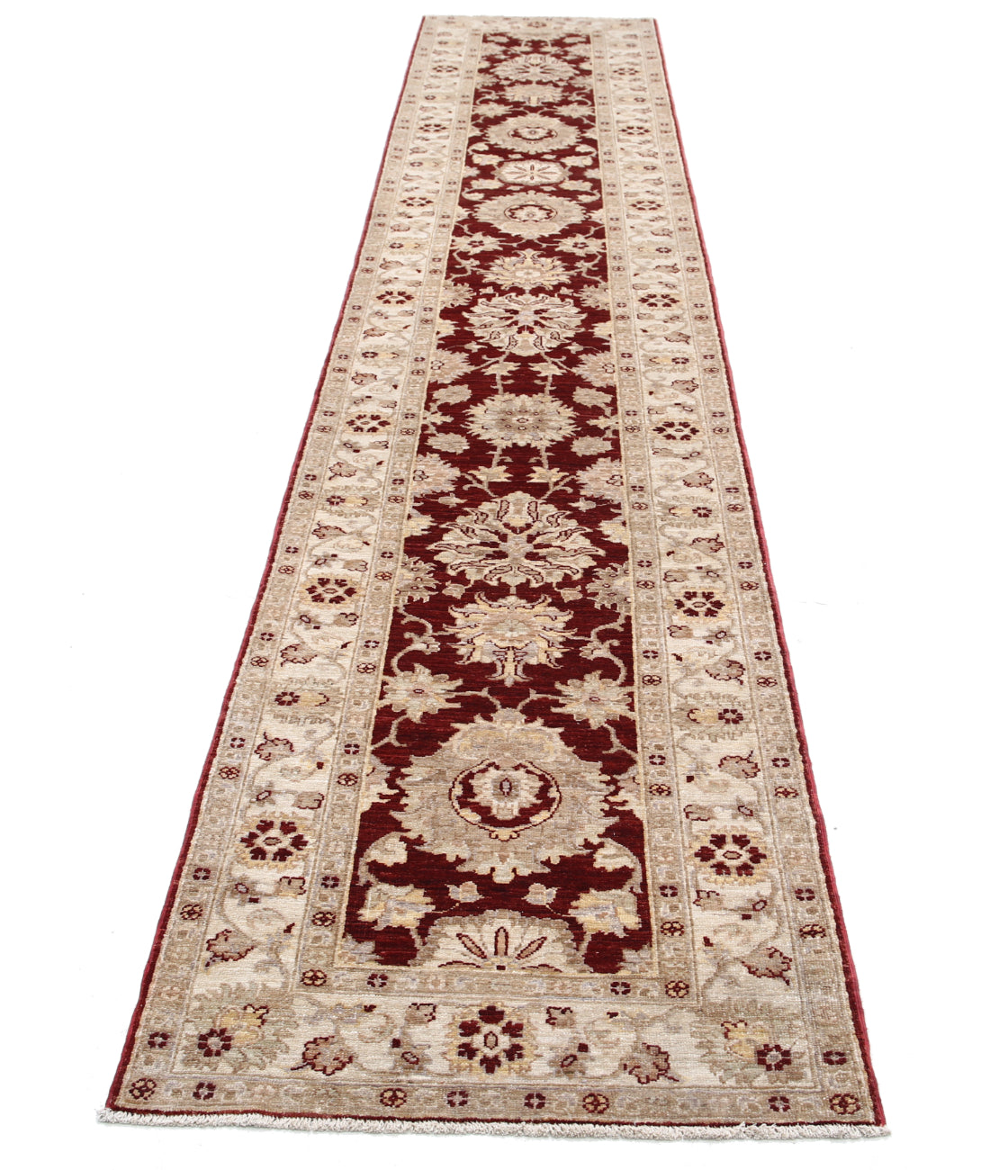 Hand Knotted Ziegler Farhan Wool Rug - 2'7'' x 13'8'' 2'7'' x 13'8'' (78 X 410) / Burgundy / Ivory