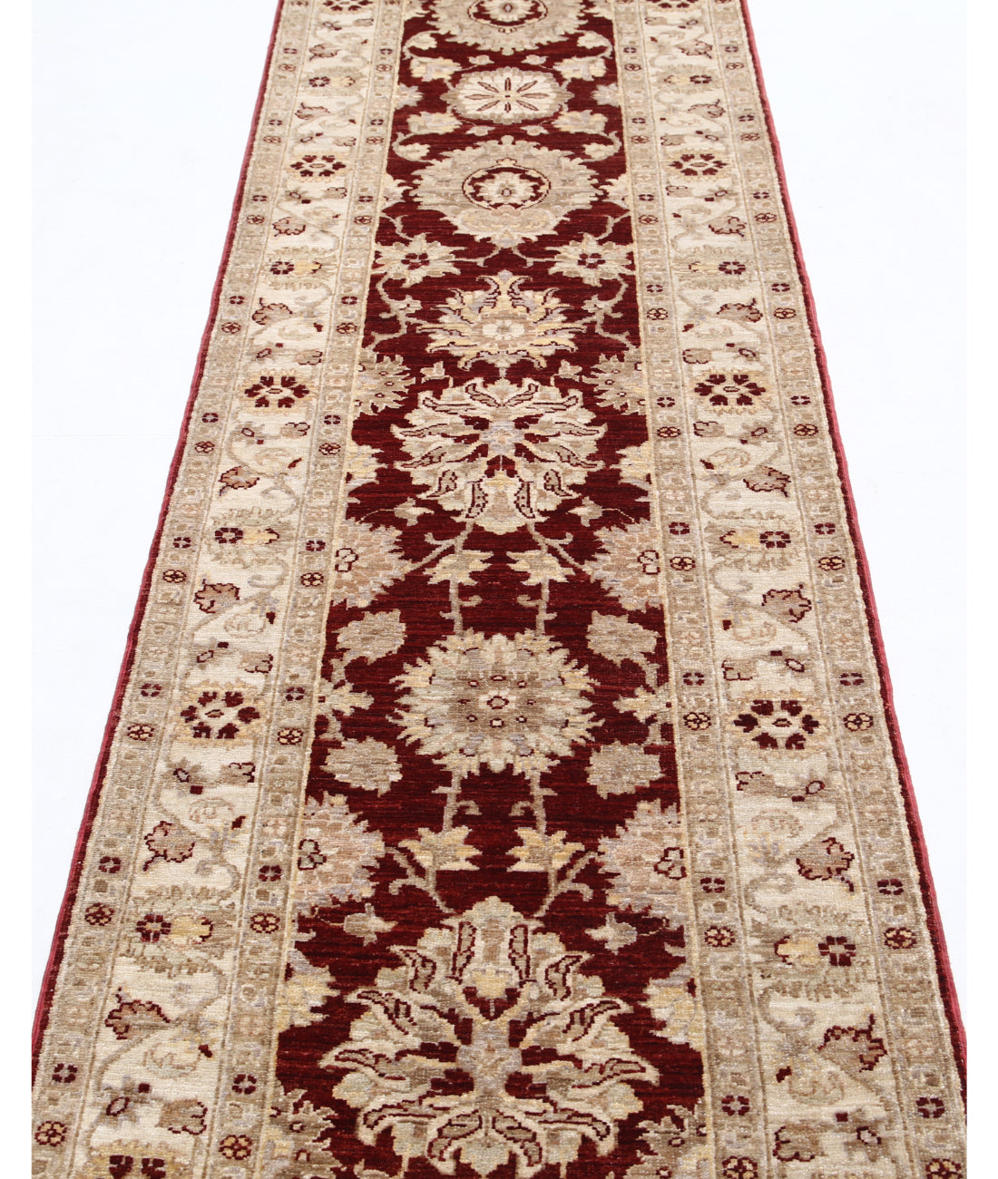 Hand Knotted Ziegler Farhan Wool Rug - 2'7'' x 13'8'' 2'7'' x 13'8'' (78 X 410) / Burgundy / Ivory