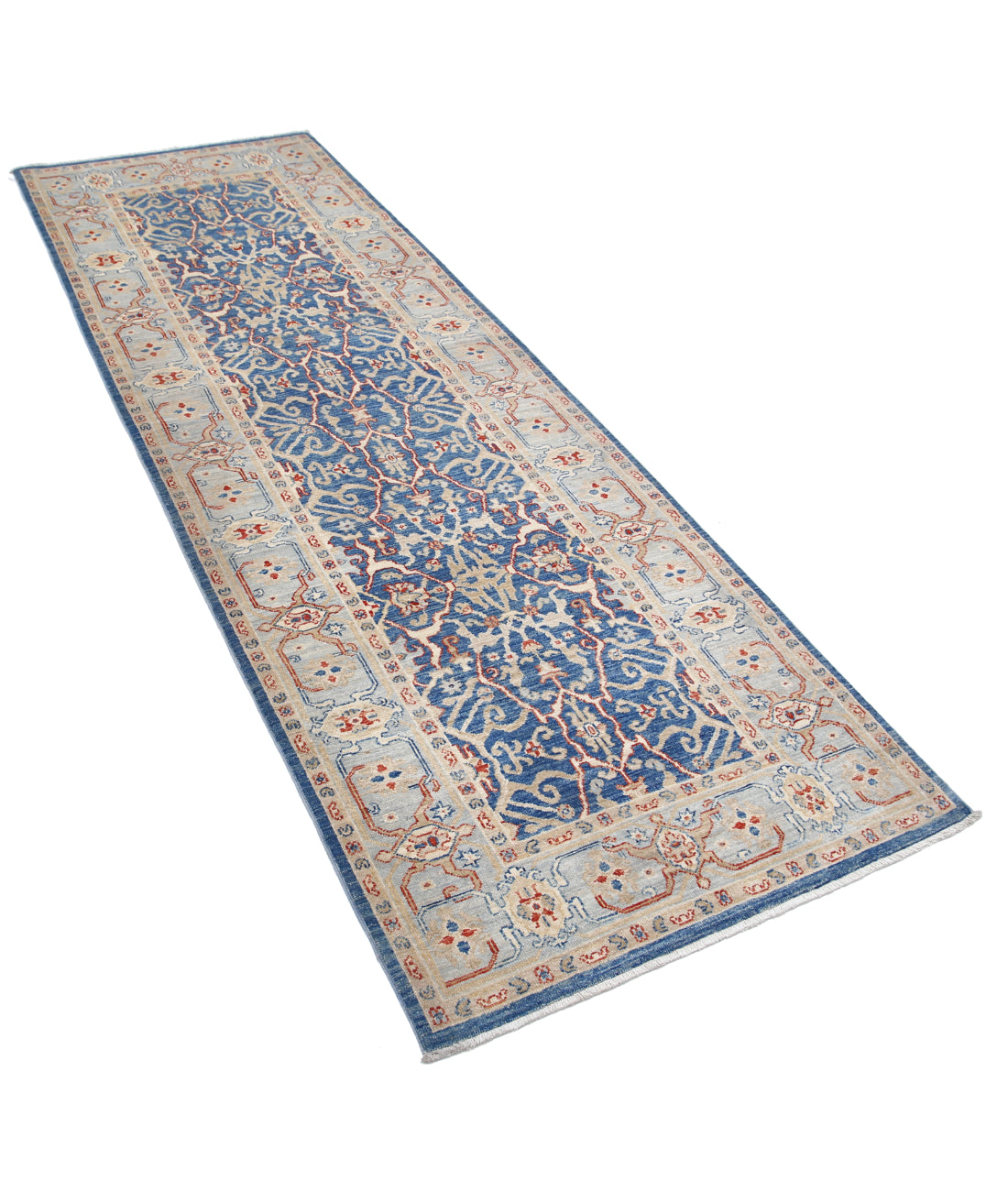 Hand Knotted Ziegler Farhan Wool Rug - 2'11'' x 8'8'' 2'11'' x 8'8'' (88 X 260) / Blue / Blue