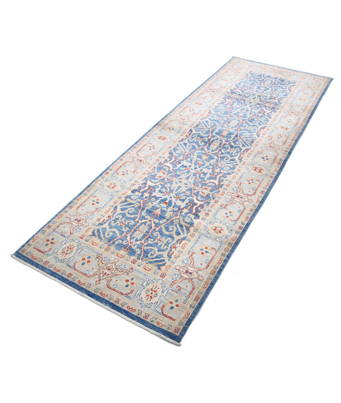 Hand Knotted Ziegler Farhan Wool Rug - 2'11'' x 8'8'' 2'11'' x 8'8'' (88 X 260) / Blue / Blue