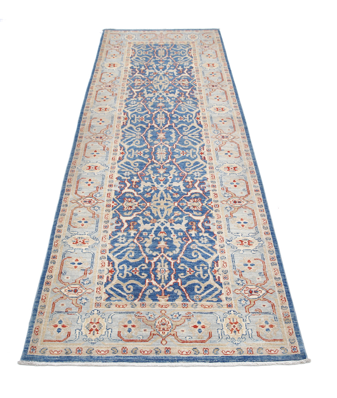 Hand Knotted Ziegler Farhan Wool Rug - 2'11'' x 8'8'' 2'11'' x 8'8'' (88 X 260) / Blue / Blue