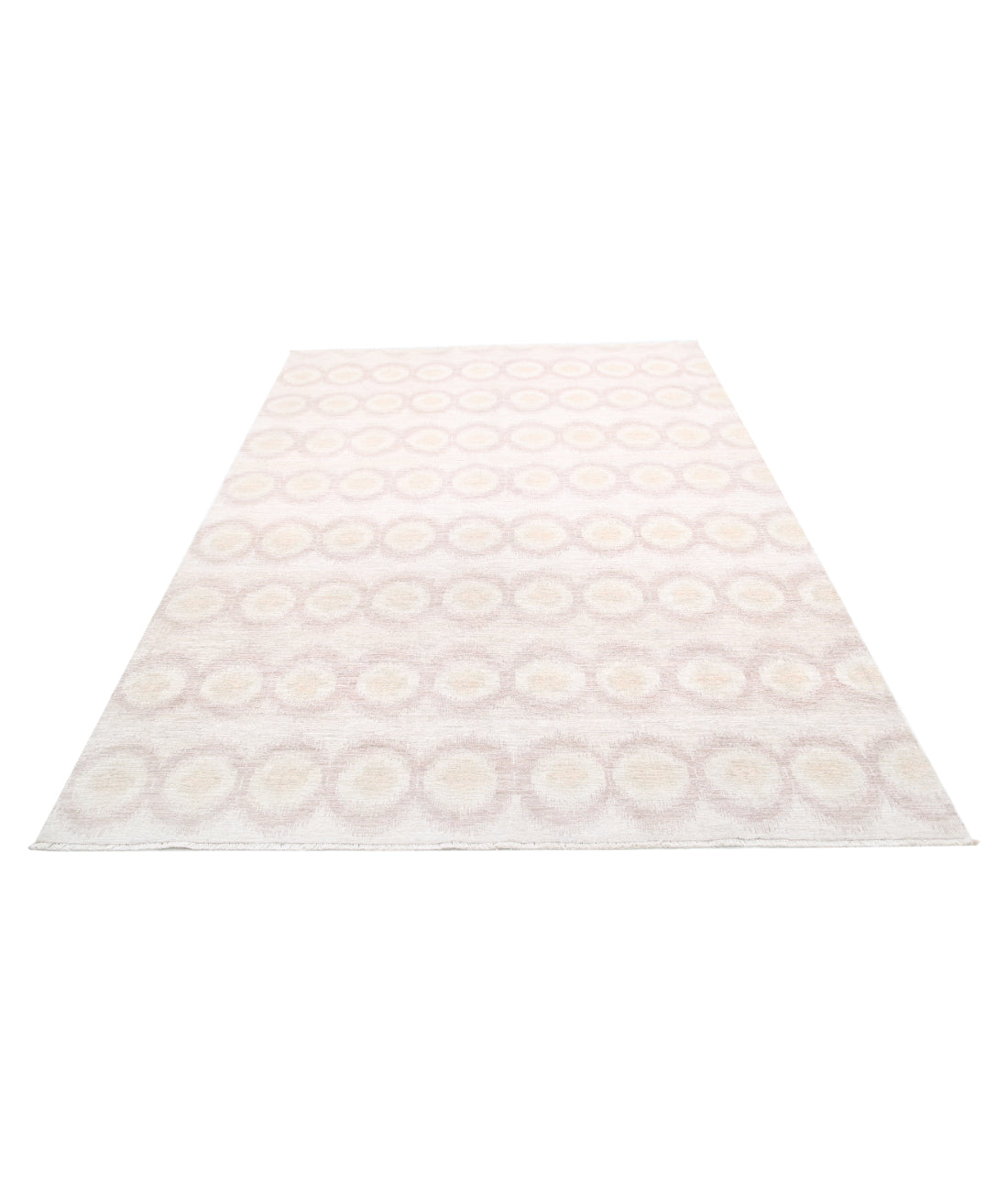 Hand Knotted Ikat Wool Rug - 6'1'' x 8'7'' 6'1'' x 8'7'' (183 X 258) / Ivory / Taupe