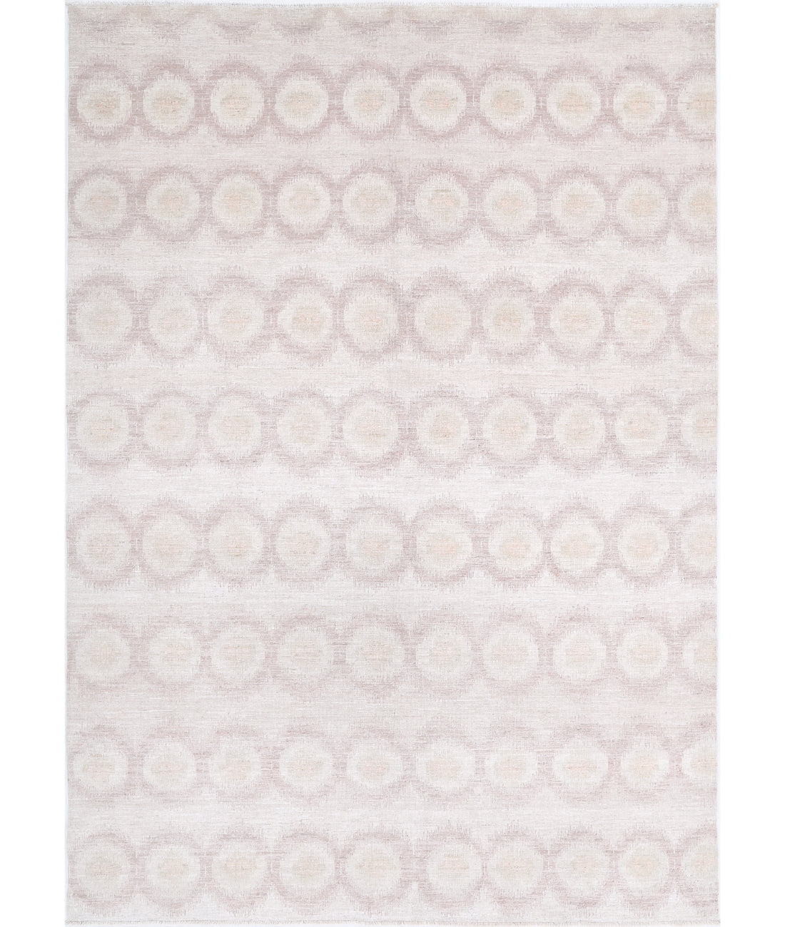 Hand Knotted Ikat Wool Rug - 6&#39;1&#39;&#39; x 8&#39;7&#39;&#39; 6&#39;1&#39;&#39; x 8&#39;7&#39;&#39; (183 X 258) / Ivory / Taupe