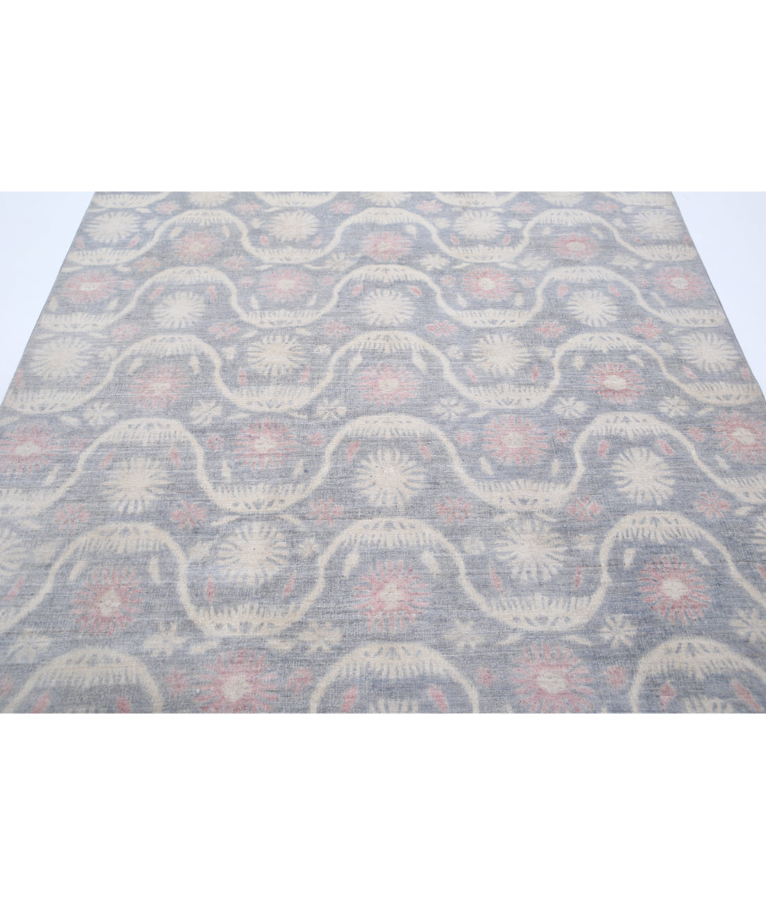 Hand Knotted Artemix Wool Rug - 6'2'' x 9'2'' 6'2'' x 9'2'' (185 X 275) / Grey / Ivory
