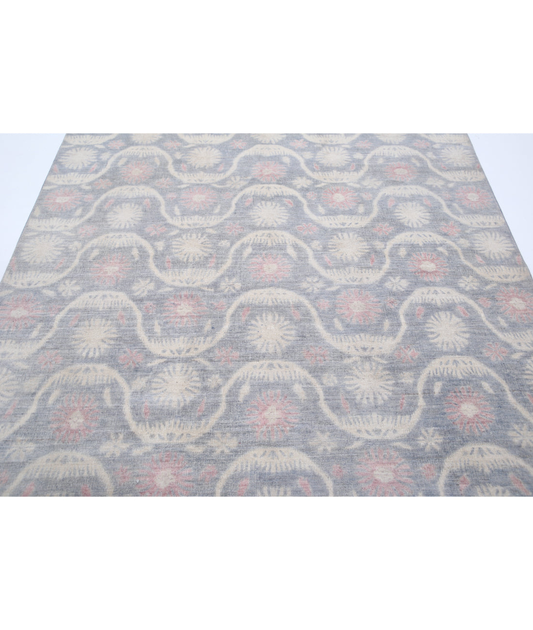 Hand Knotted Artemix Wool Rug - 6'2'' x 9'2'' 6'2'' x 9'2'' (185 X 275) / Grey / Ivory