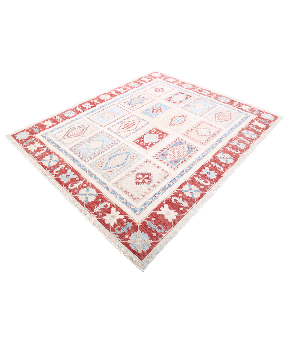 Hand Knotted Bakhtiari Wool Rug - 6'6'' x 7'10'' 6'6'' x 7'10'' (195 X 235) / Ivory / Red