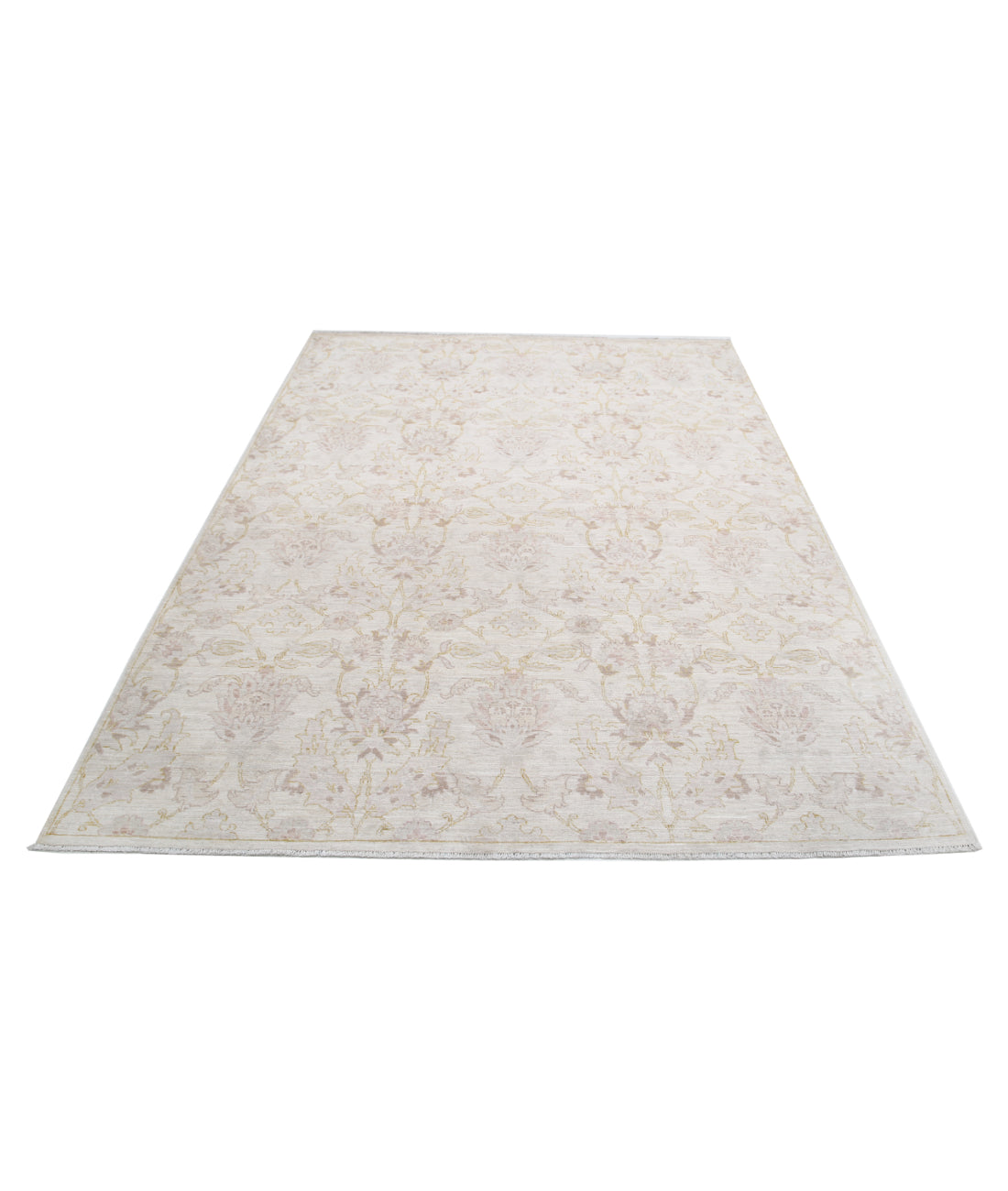 Hand Knotted Serenity Wool Rug - 6'1'' x 8'4'' 6'1'' x 8'4'' (183 X 250) / Ivory / Gold