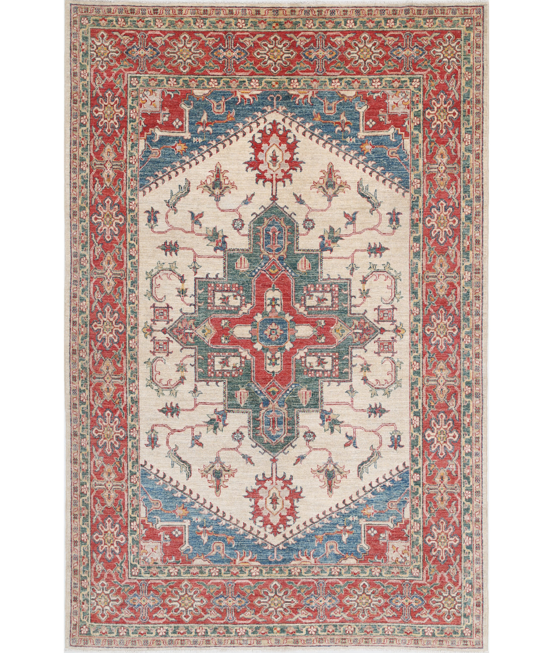 Hand Knotted Ziegler Farhan Wool Rug - 5&#39;7&#39;&#39; x 8&#39;7&#39;&#39; 5&#39;7&#39;&#39; x 8&#39;7&#39;&#39; (168 X 258) / Ivory / Red