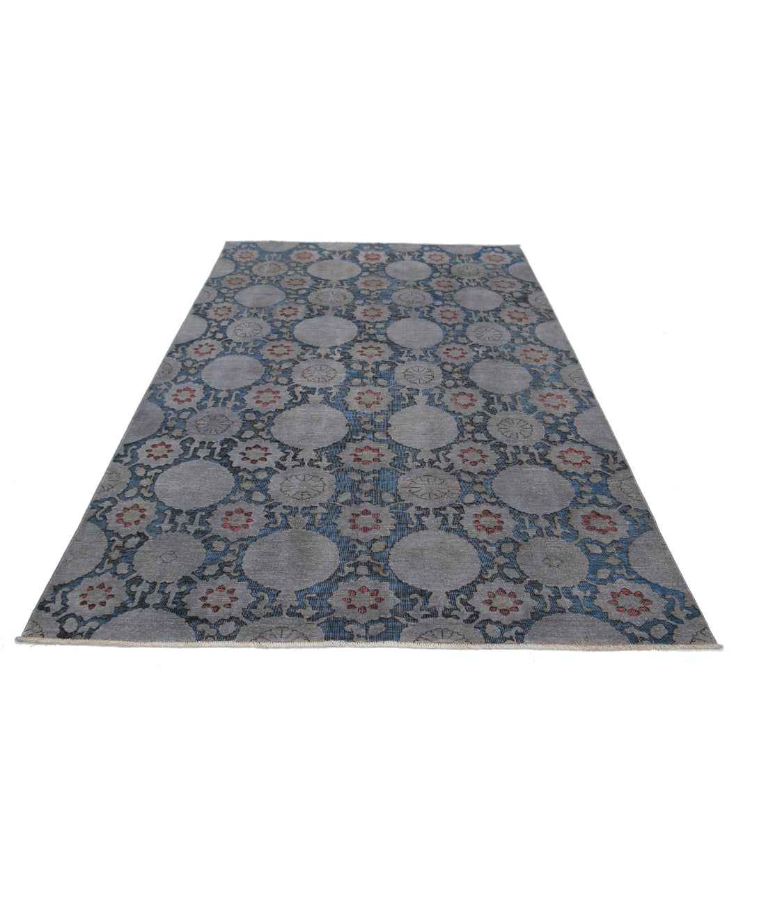 Hand Knotted Onyx Wool Rug - 5'9'' x 8'3'' 5'9'' x 8'3'' (173 X 248) / Blue / Grey