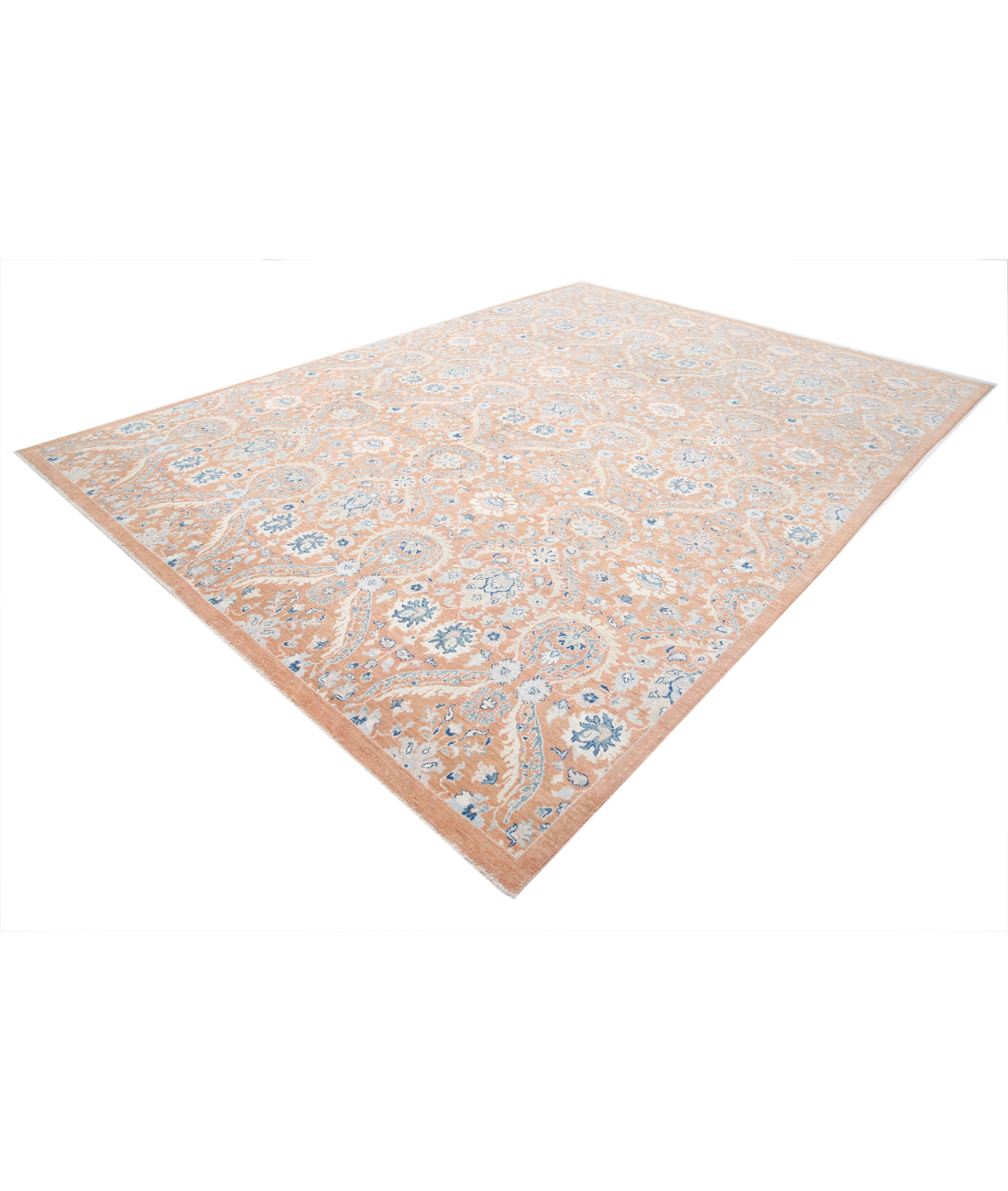 Hand Knotted Art & Craft Wool Rug - 9'10'' x 13'6'' 9'10'' x 13'6'' (295 X 405) / Brown / Blue