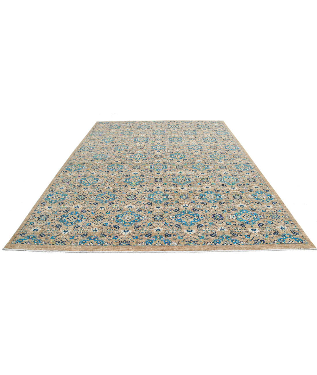 Hand Knotted Art & Craft Wool Rug - 8'10'' x 11'7'' 8'10'' x 11'7'' (265 X 348) / Taupe / Blue