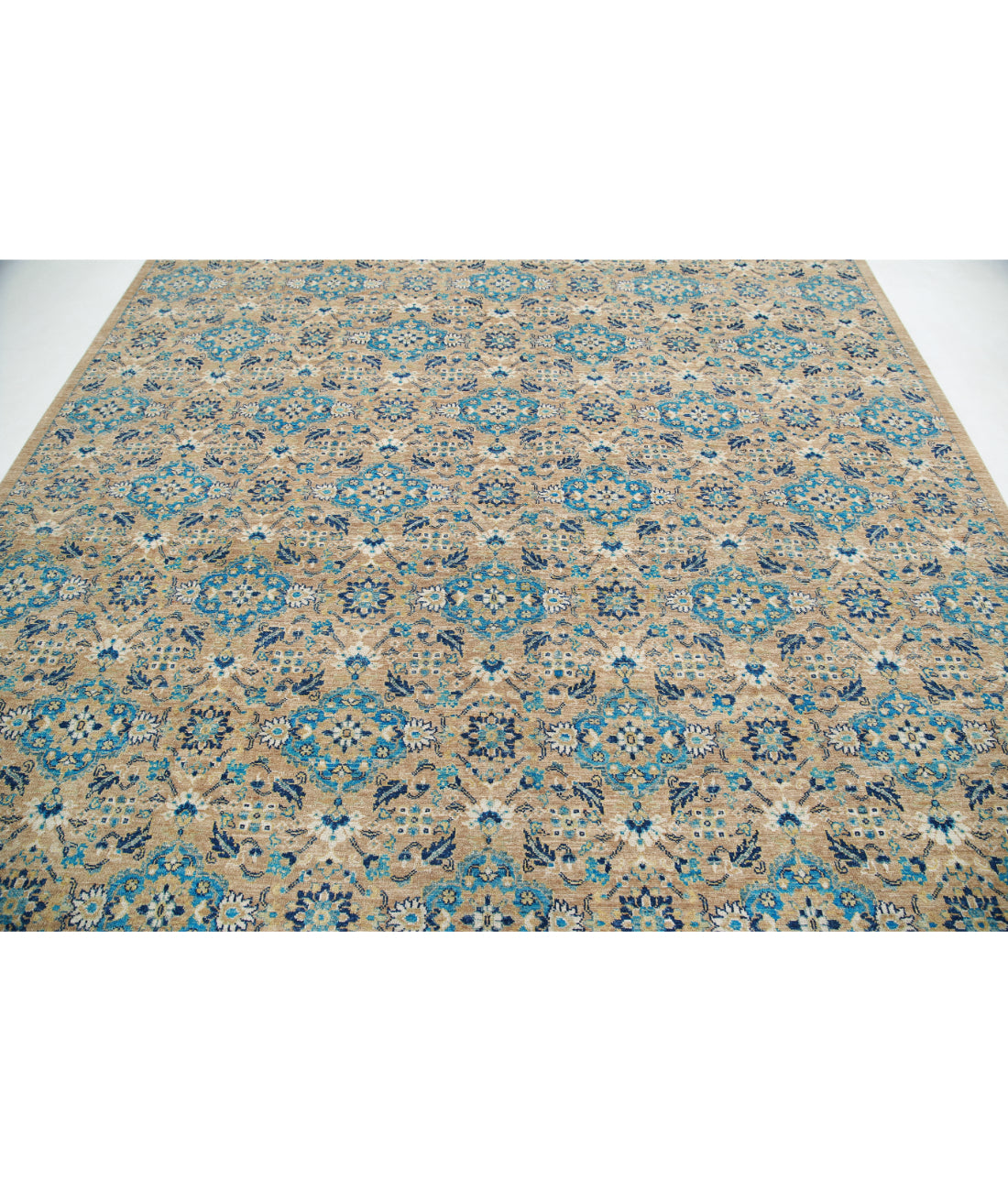 Hand Knotted Art & Craft Wool Rug - 8'10'' x 11'7'' 8'10'' x 11'7'' (265 X 348) / Taupe / Blue