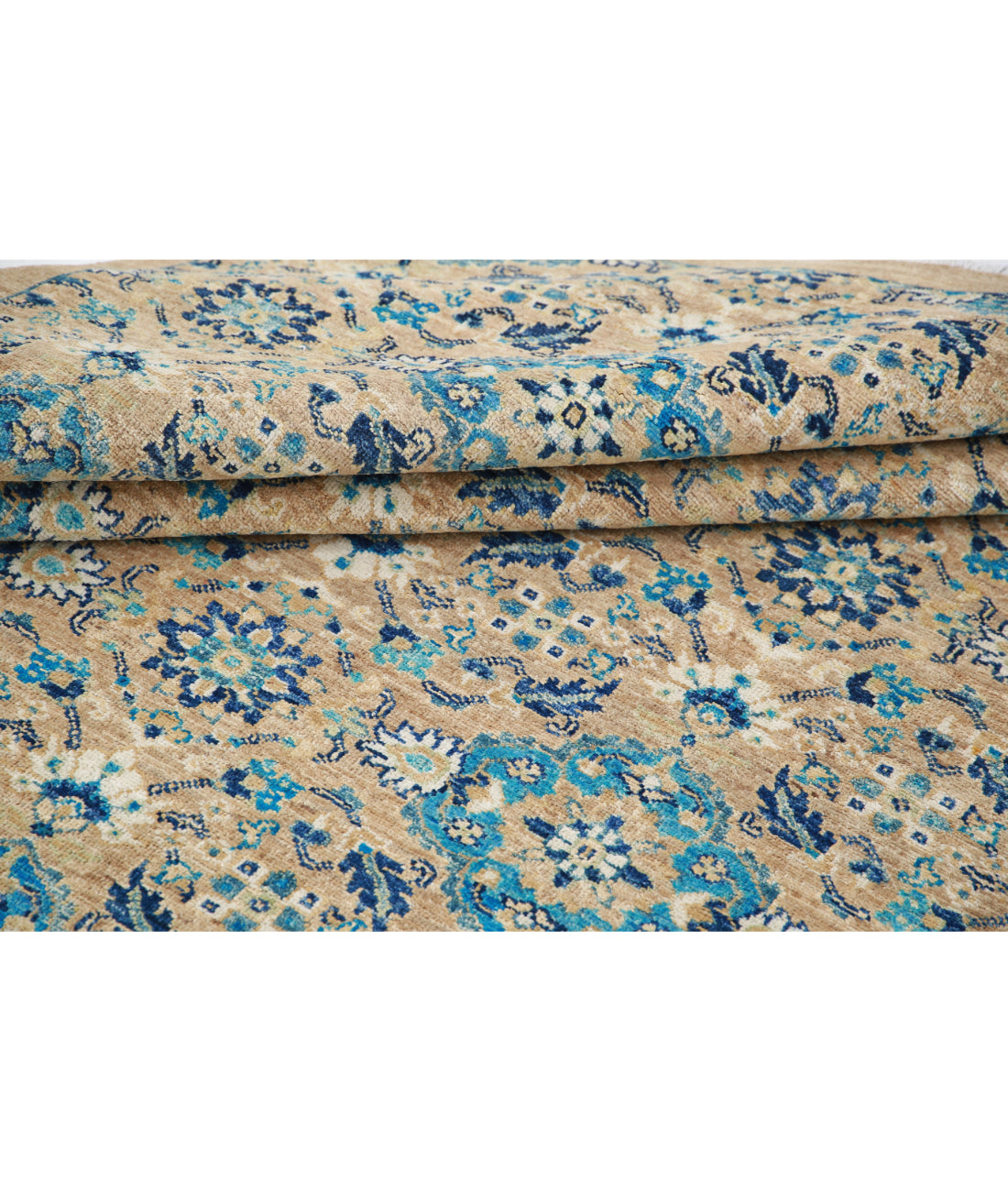 Hand Knotted Art & Craft Wool Rug - 8'10'' x 11'7'' 8'10'' x 11'7'' (265 X 348) / Taupe / Blue