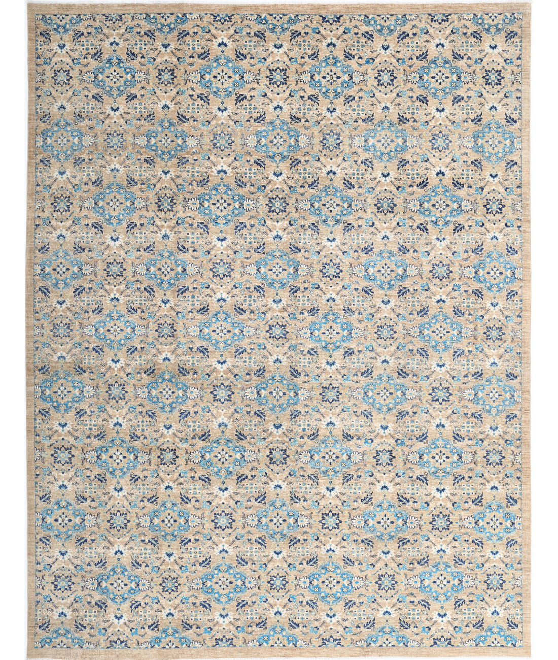 Hand Knotted Art &amp; Craft Wool Rug - 8&#39;10&#39;&#39; x 11&#39;7&#39;&#39; 8&#39;10&#39;&#39; x 11&#39;7&#39;&#39; (265 X 348) / Taupe / Blue