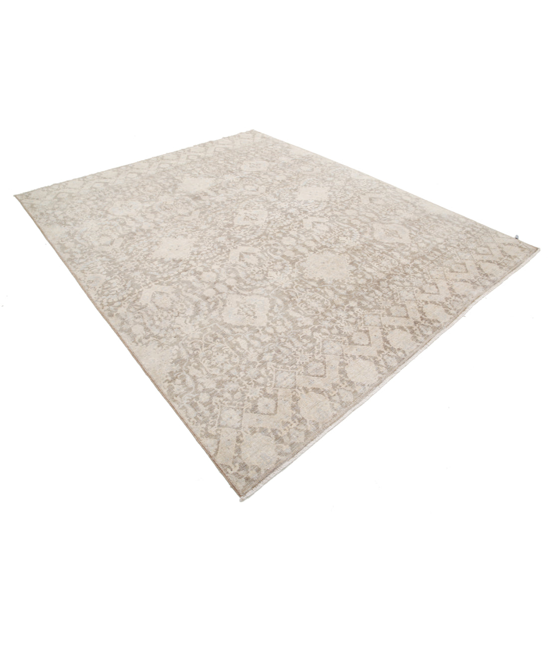 Hand Knotted Artemix Wool Rug - 7'8'' x 9'4'' 7'8'' x 9'4'' (230 X 280) / Grey / Ivory