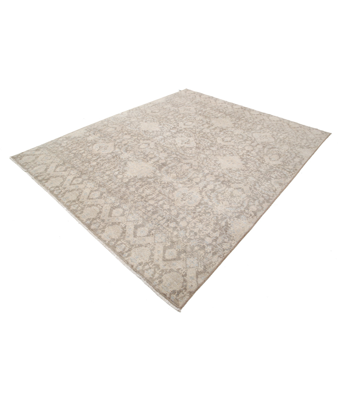 Hand Knotted Artemix Wool Rug - 7'8'' x 9'4'' 7'8'' x 9'4'' (230 X 280) / Grey / Ivory