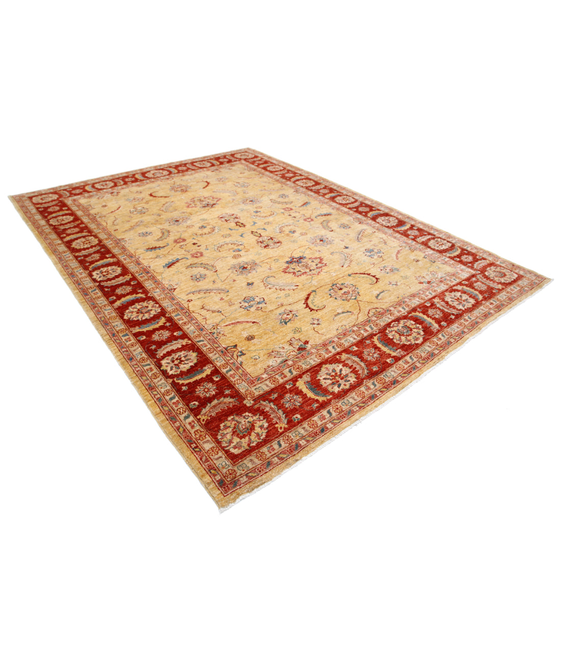 Hand Knotted Ziegler Sultanabad Wool Rug - 8'2'' x 10'8'' 8'2'' x 10'8'' (245 X 320) / Gold / Rust