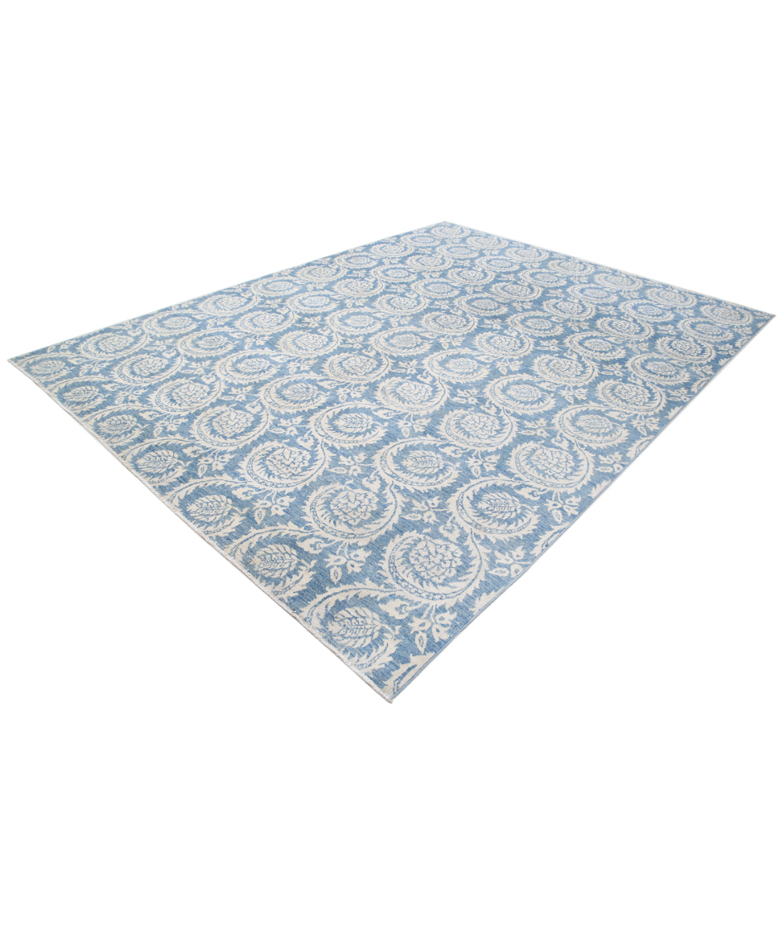 Hand Knotted Artemix Wool Rug - 8'9'' x 11'5'' 8'9'' x 11'5'' (263 X 343) / Blue / Ivory