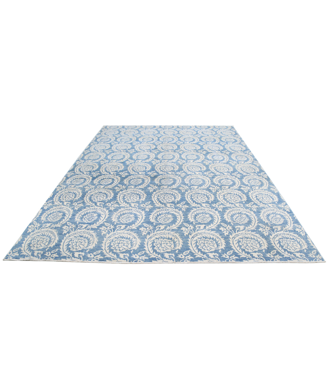Hand Knotted Artemix Wool Rug - 8'9'' x 11'5'' 8'9'' x 11'5'' (263 X 343) / Blue / Ivory