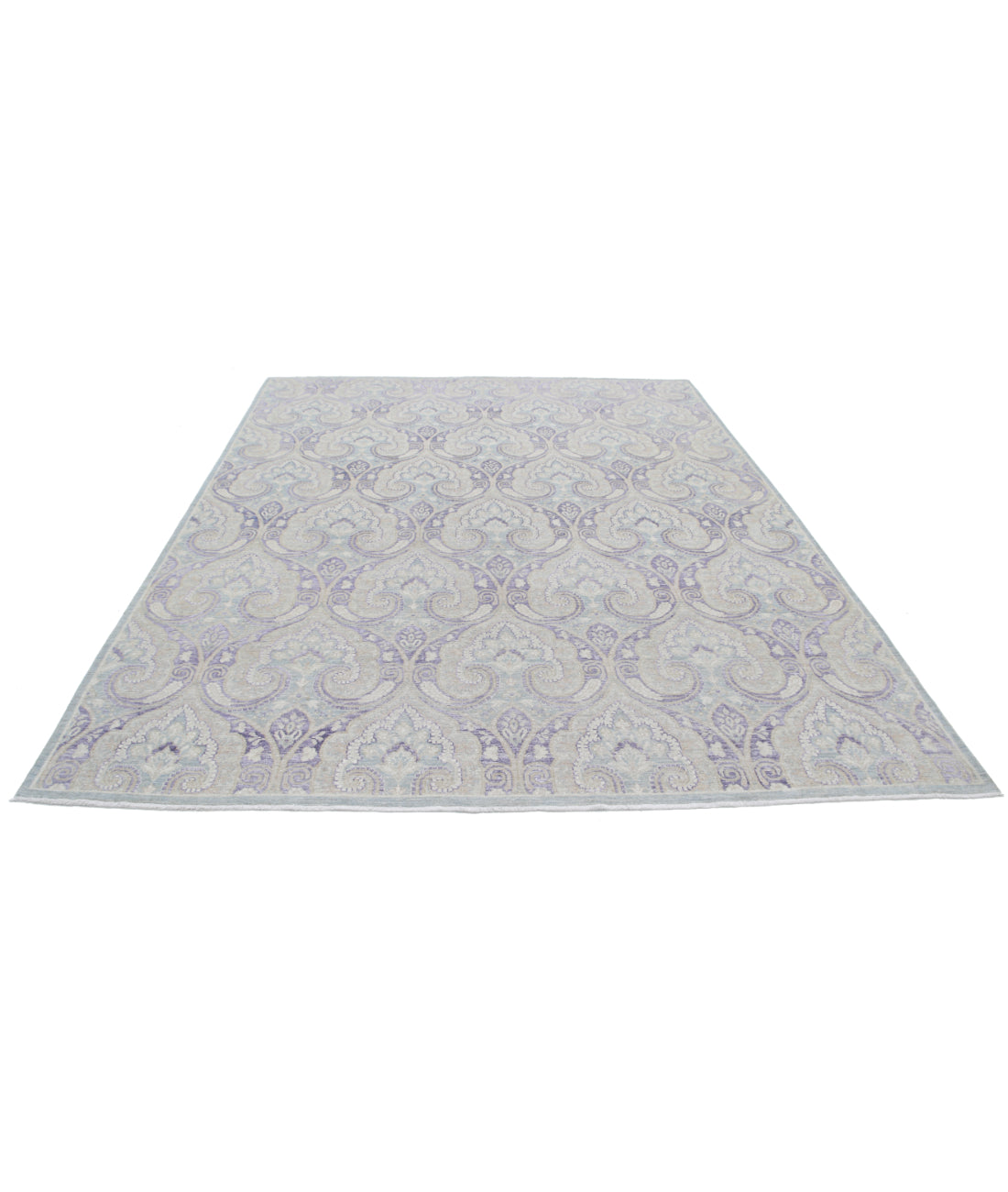 Hand Knotted Artemix Wool Rug - 7'10'' x 9'10'' 7'10'' x 9'10'' (235 X 295) / Grey / Purple