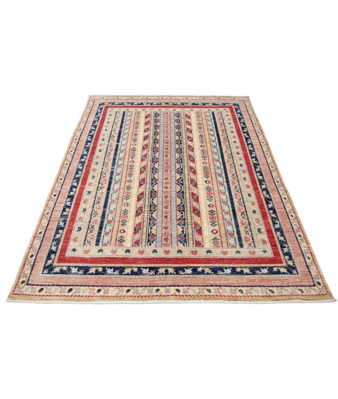 Hand Knotted Shaal Wool Rug - 4'10'' x 6'7'' 4'10'' x 6'7'' (145 X 198) / Multi / Multi