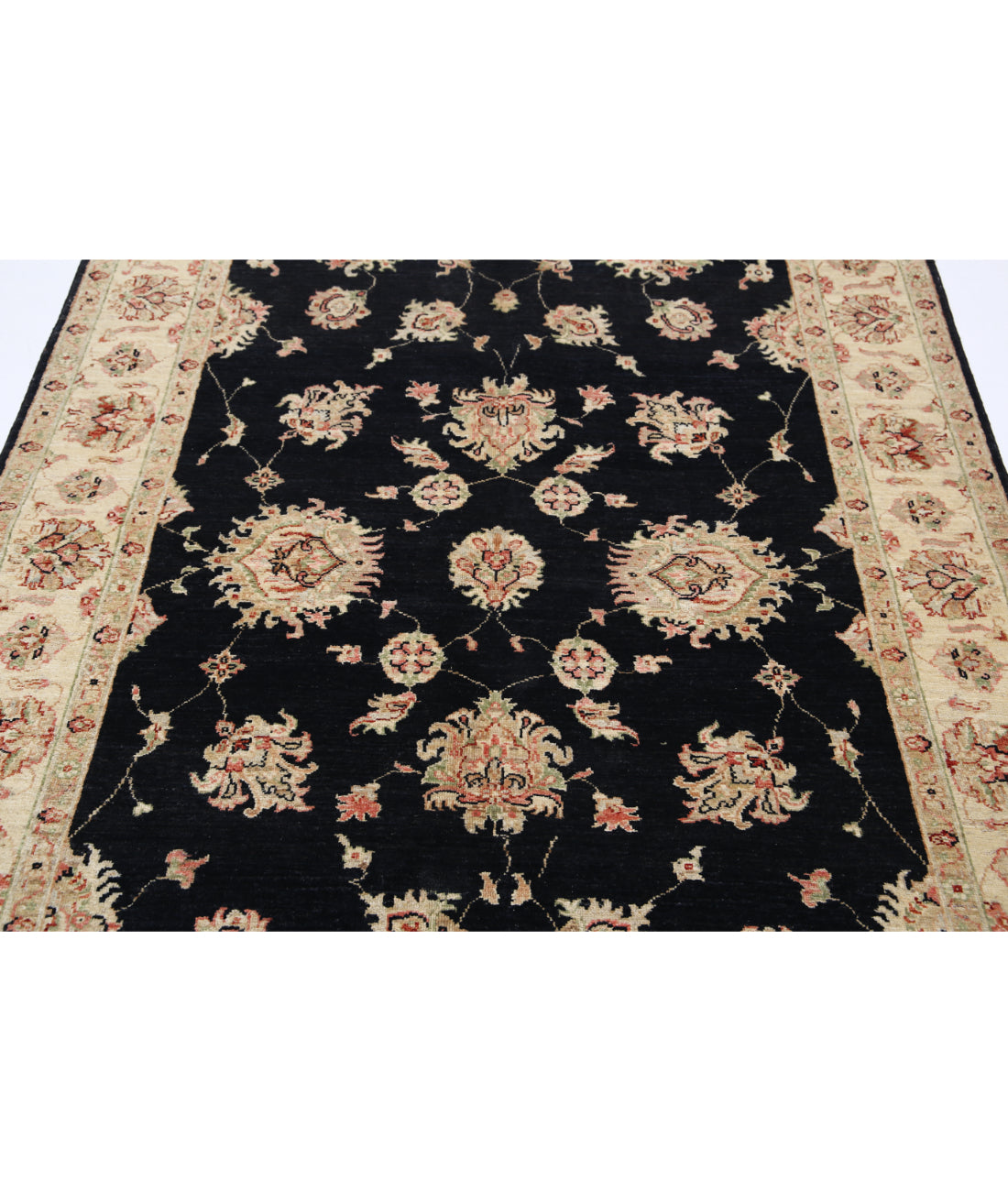 Hand Knotted Ziegler Farhan Wool Rug - 5'0'' x 6'9'' 5'0'' x 6'9'' (150 X 203) / Black / Ivory