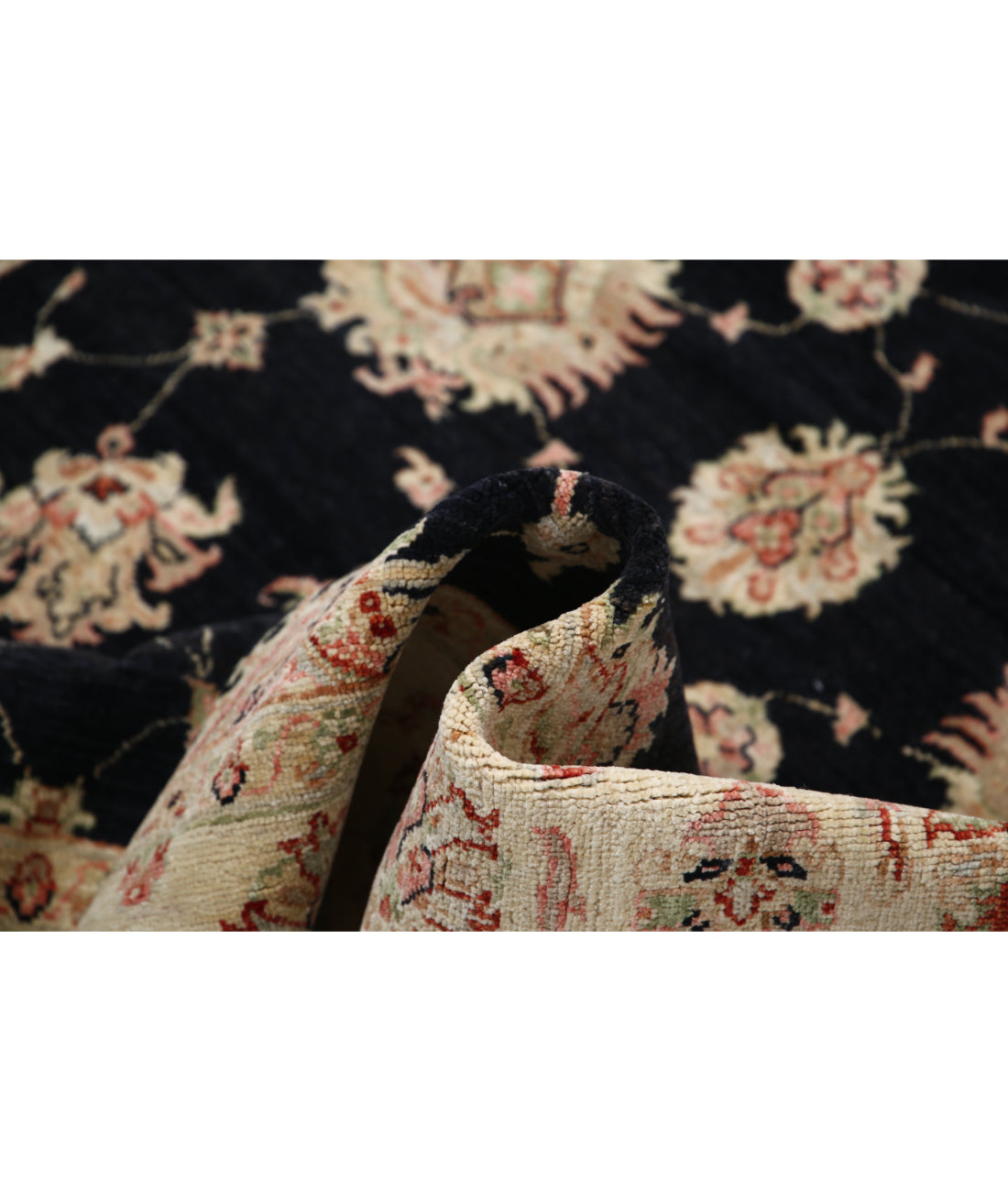 Hand Knotted Ziegler Farhan Wool Rug - 5'0'' x 6'9'' 5'0'' x 6'9'' (150 X 203) / Black / Ivory