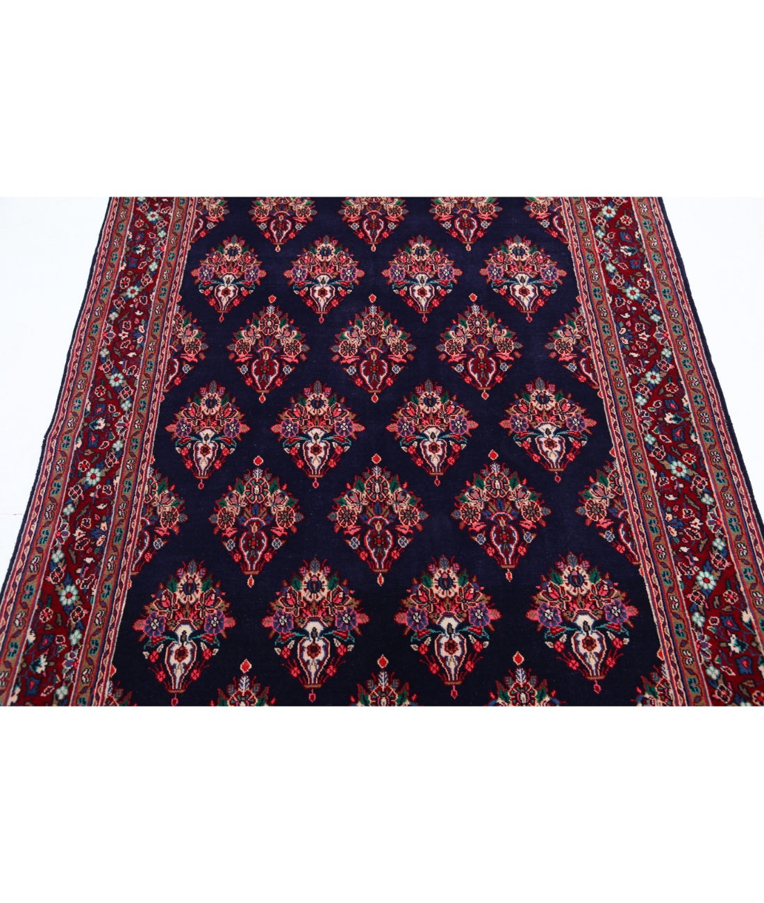 Hand Knotted Persian Kashan Wool Rug - 4'4'' x 6'9'' 4'4'' x 6'9'' (130 X 203) / Blue / Red