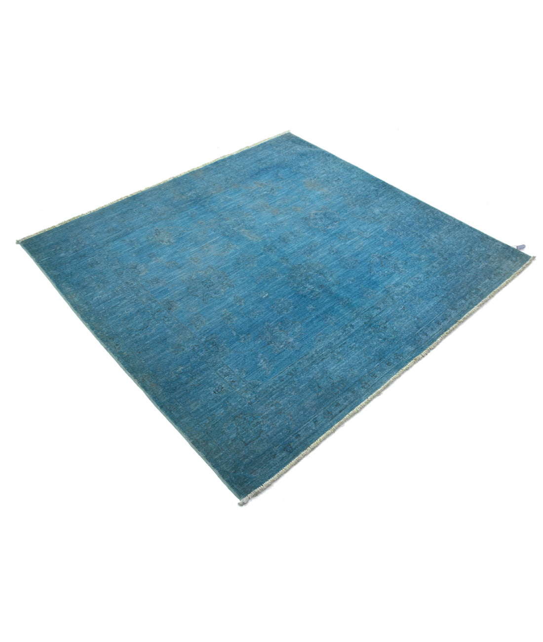 Hand Knotted Overdye Wool Rug - 5'0'' x 5'2'' 5'0'' x 5'2'' (150 X 155) / Blue / Blue