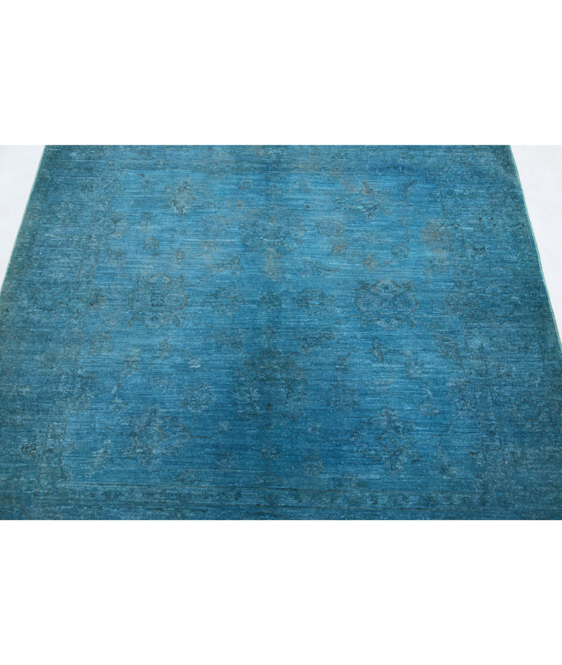 Hand Knotted Overdye Wool Rug - 5'0'' x 5'2'' 5'0'' x 5'2'' (150 X 155) / Blue / Blue