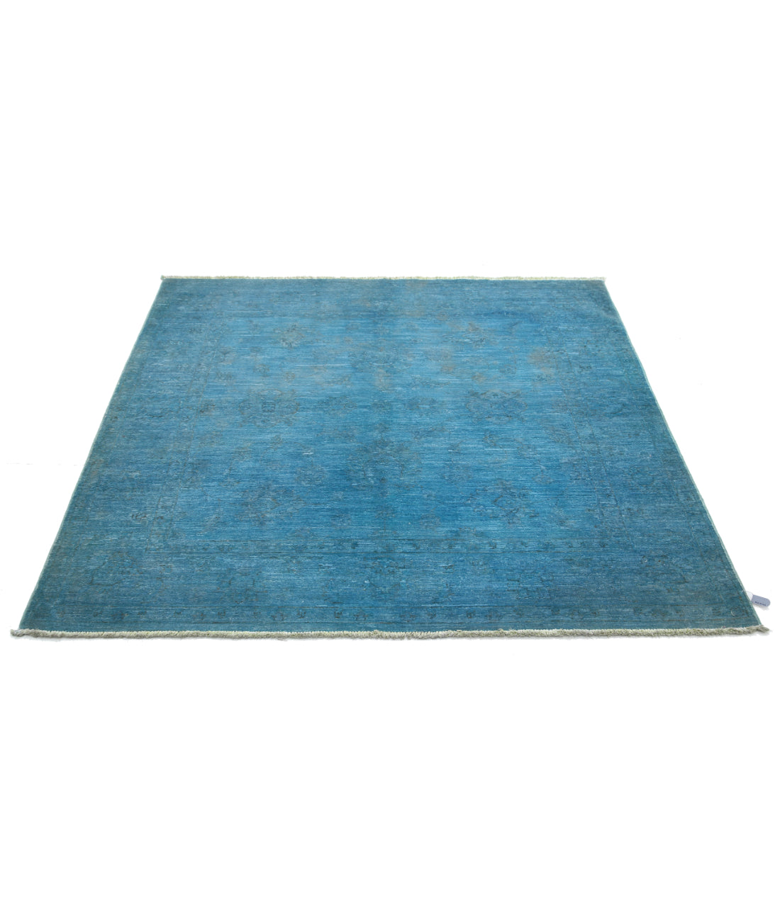 Hand Knotted Overdye Wool Rug - 5'0'' x 5'2'' 5'0'' x 5'2'' (150 X 155) / Blue / Blue