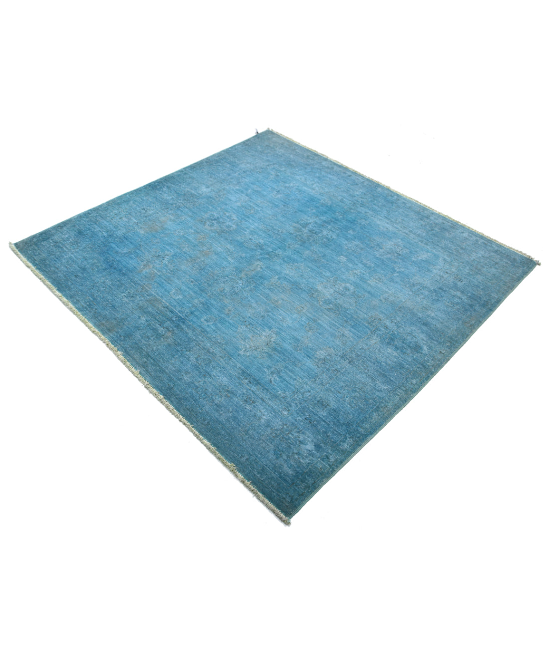 Hand Knotted Overdye Wool Rug - 5'0'' x 5'2'' 5'0'' x 5'2'' (150 X 155) / Blue / Blue