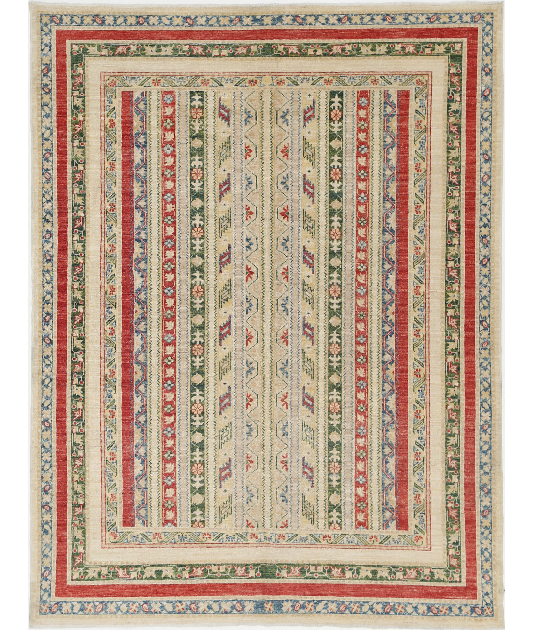 Hand Knotted Shaal Wool Rug - 4'10'' x 6'6'' 4'10'' x 6'6'' (145 X 195) / Ivory / Multi
