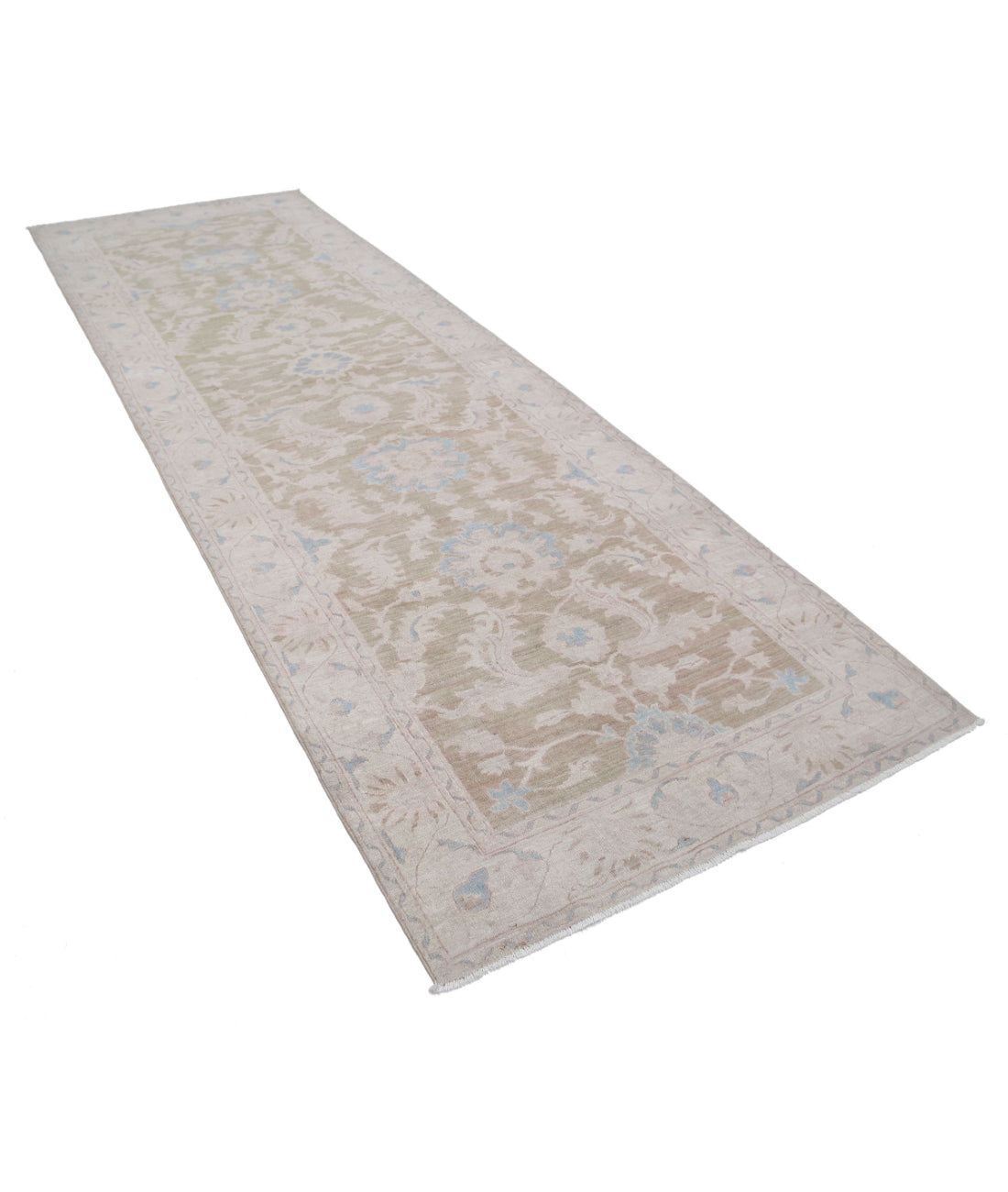 Hand Knotted Serenity Wool Rug - 4'2'' x 12'1'' 4'2'' x 12'1'' (125 X 363) / Green / Ivory
