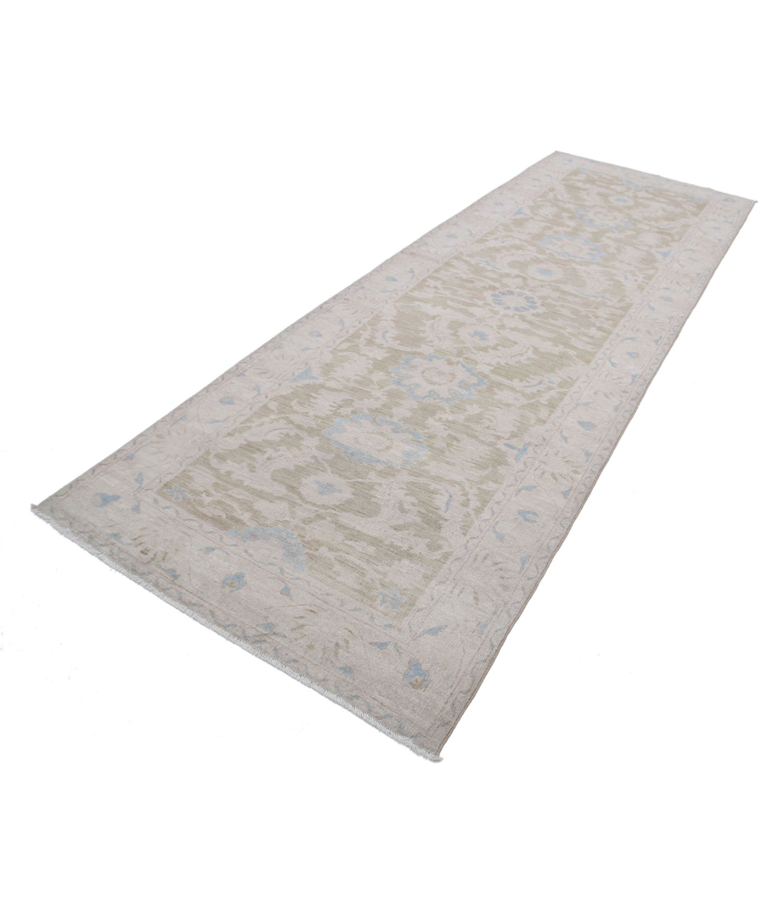 Hand Knotted Serenity Wool Rug - 4'2'' x 12'1'' 4'2'' x 12'1'' (125 X 363) / Green / Ivory