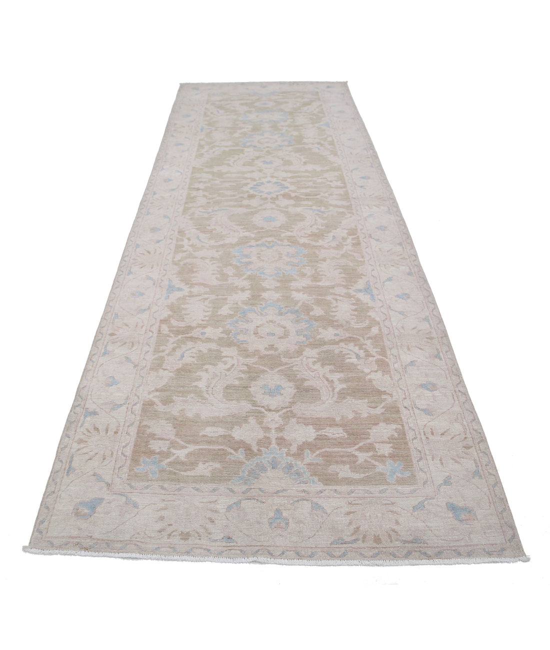 Hand Knotted Serenity Wool Rug - 4'2'' x 12'1'' 4'2'' x 12'1'' (125 X 363) / Green / Ivory