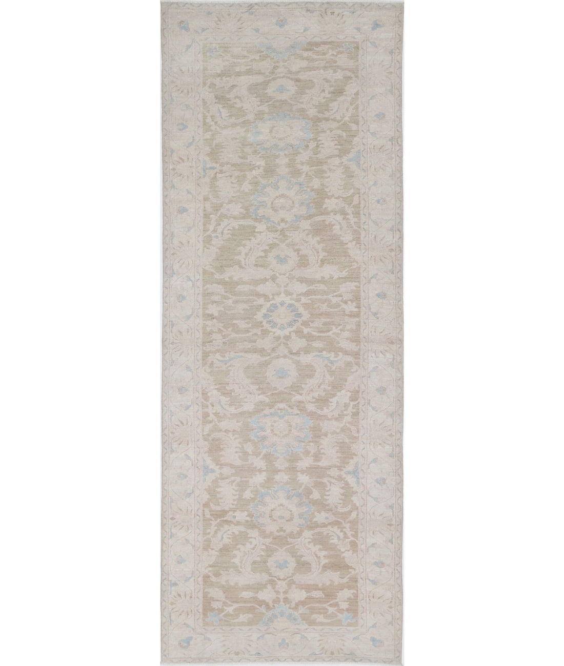 Hand Knotted Serenity Wool Rug - 4'2'' x 12'1'' 4'2'' x 12'1'' (125 X 363) / Green / Ivory