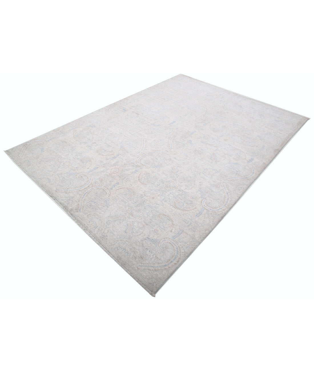 Hand Knotted Artemix Wool Rug - 6'1'' x 8'4'' 6'1'' x 8'4'' (183 X 250) / Grey / Blue