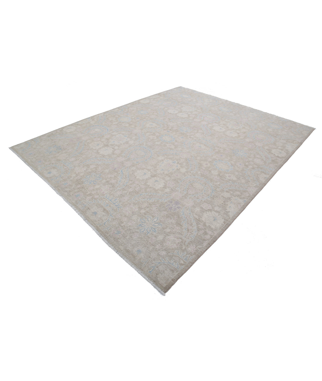 Hand Knotted Artemix Wool Rug - 7'11'' x 9'9'' 7'11'' x 9'9'' (238 X 293) / Taupe / Blue