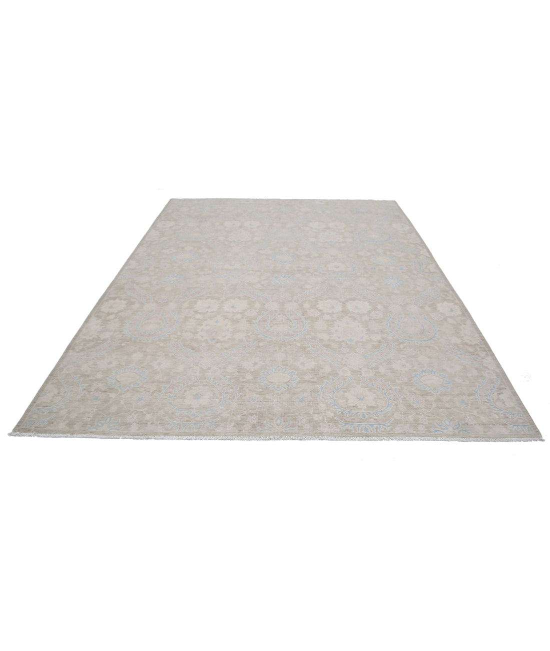 Hand Knotted Artemix Wool Rug - 7'11'' x 9'9'' 7'11'' x 9'9'' (238 X 293) / Taupe / Blue