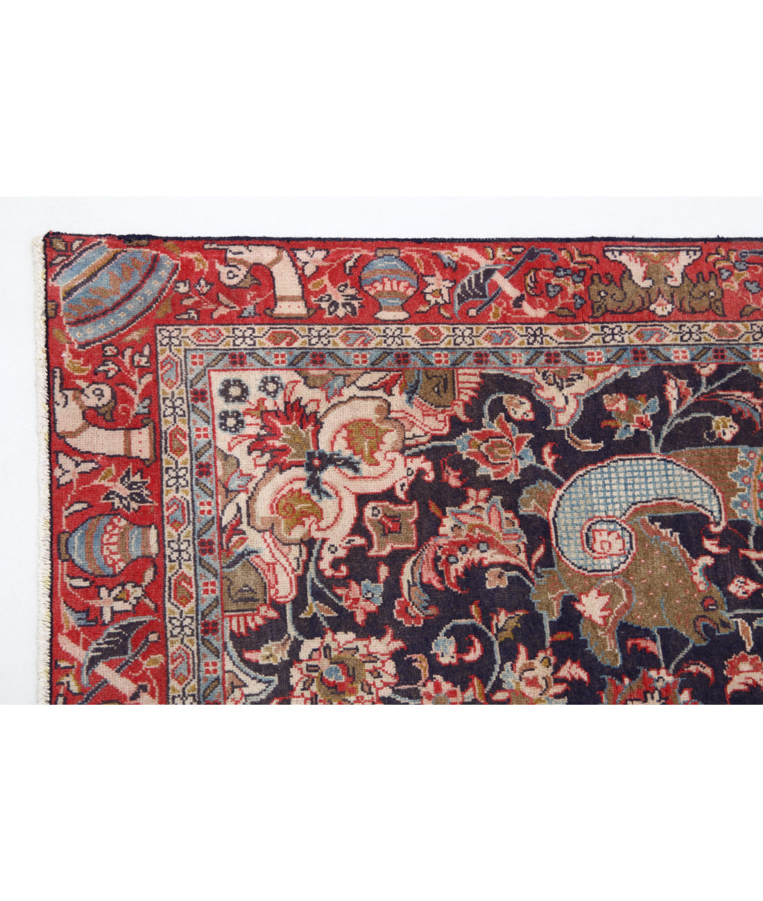 Hand Knotted Persian Tabriz Wool Rug - 3'3'' x 6'10'' 3'3'' x 6'10'' (98 X 205) / Blue / Rust